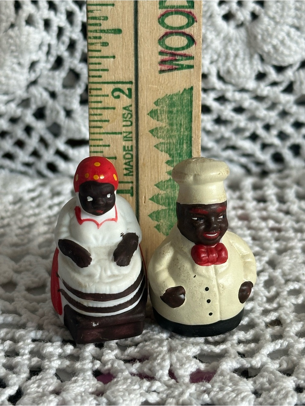 Vintage Ceramic Black Chef & Mammy Thimbles/ Miniatures, Kitsch Kitchen, MCM